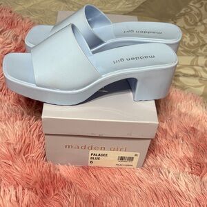 Madden Girl Light Blue Platform Mules